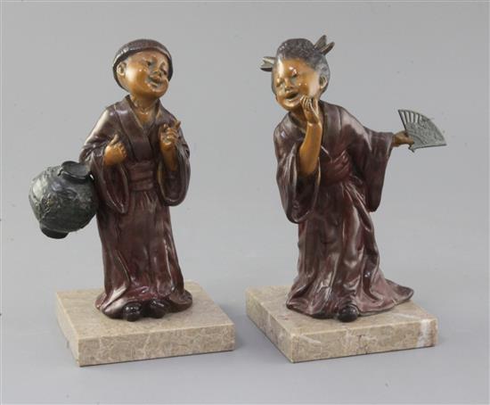 George Maxim (1895-1940). A pair of bronzed spelter bookends, height 7in.